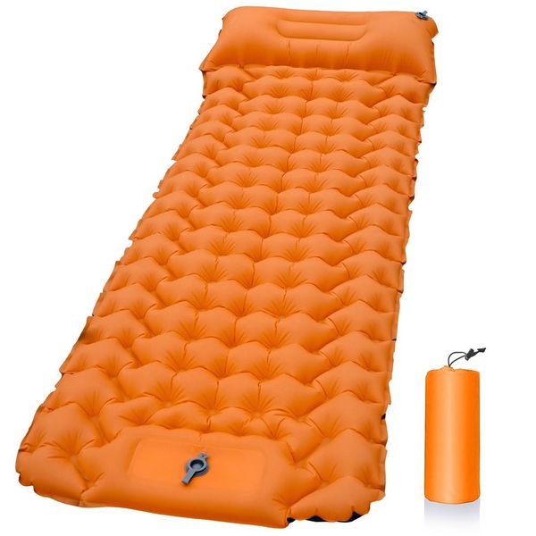 Matte Outdoor Isomatte Eingebaute Fußluftpumpe Camping Aufblasbare Matratze Reisematte Ultraleichtes Luftbett TPU Nylon zum Wandern