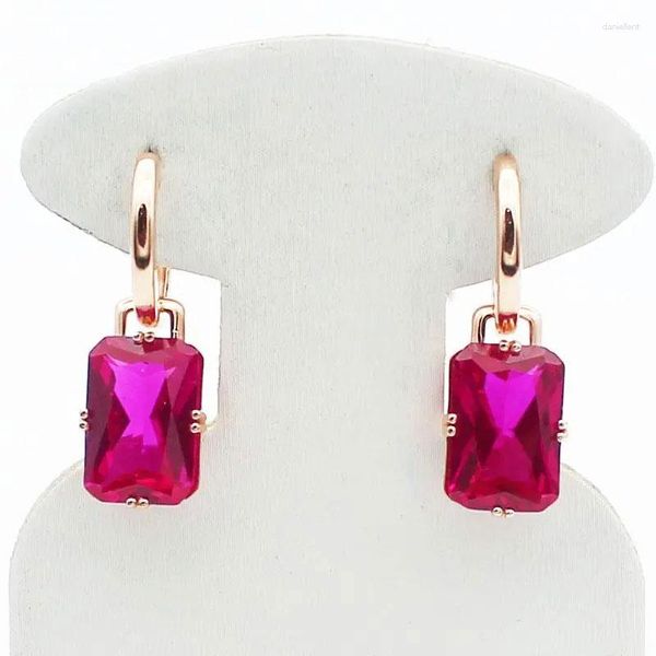 Orecchini pendenti Pure Russian 585 Placcato oro viola 14K Colore intarsiato Piazza rossa Pietra Design classico stile occidentale