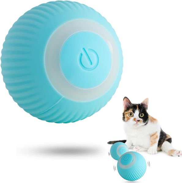 Brinquedo inteligente interativo com bola de gato rolante automática, brinquedo em movimento para gato interno, bola rolante saltitante, luz LED Peppy, bolas para animais de estimação, instinto de caça rolante