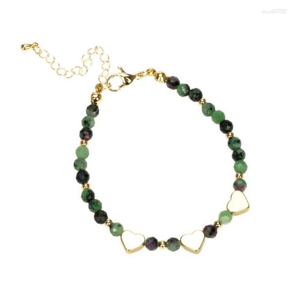 Braccialetti di fascino EYIKA Rame di alta qualità placcato oro pietra naturale braccialetto di perline di cristallo verde braccialetto fatto a mano per le donne gioielli di guarigione