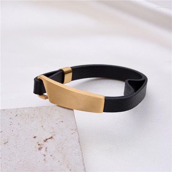 Pulseira Minimalista Homens Mulheres Pulseiras Cool Simple Pulseira Jóias Aço Inoxidável Punho Acessórios Pulseiras de Borracha Preta