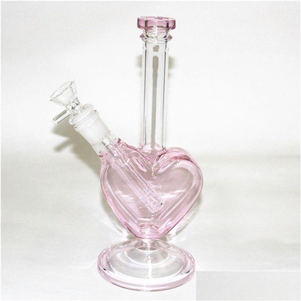 Cachimbos de água Cachimbos de água Copo Água Formato de coração Cachimbo de fumaça Plataformas de petróleo Cachimbo de água Dab Rig Dry Herb Vap Bongs Acessórios Ash Catcher Dro Dhlzs