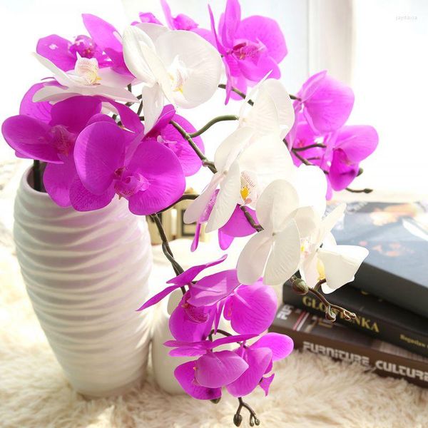 Flores decorativas 1 peça borboleta artificial flor de orquídea falsa para casa, casamento, decoração faça você mesmo decoração com toque real