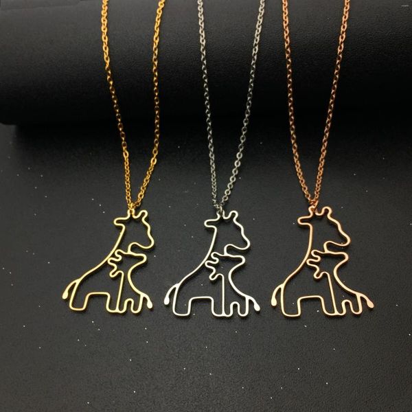Anhänger Halsketten Trendy Schöne Giraffe Eltern-Kind-Halskette Edelstahl Schmuck Geschenk für Mutter Großhandel YP8631