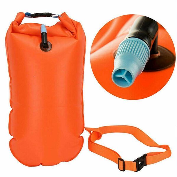 Outdoor-Taschen Aufblasbare offene Schwimmboje Tow Float Dry Bag Double Air mit Taillengürtel für Wassersport Aufbewahrung Sicherheitstasche 230626