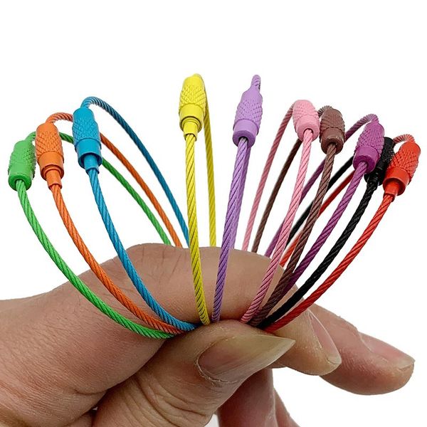 Chave de cabos de arame Chave colorido Criador Tecla anel Anel inoxidável Acessórios DIY