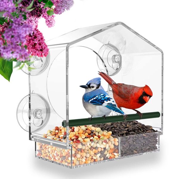 Bahçe Süslemeleri Pencere Kuş Besleyici Doldurulabilir Sürgülü Tepsi Dış Hava Yağmur Sincap Dayanıklı Drenaj Su Berrak Şeffaf 230626