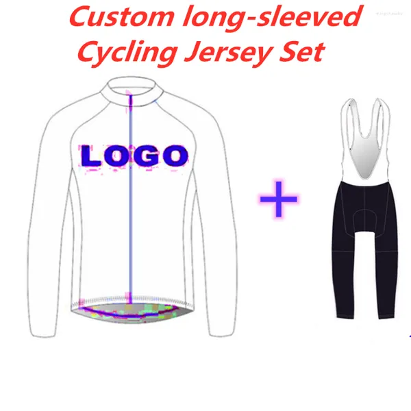 Conjuntos de corrida para triatlo, camisas de ciclismo, grau de competição, design personalizado, outono, manga longa, 9D, calça de babador, conjunto esportivo