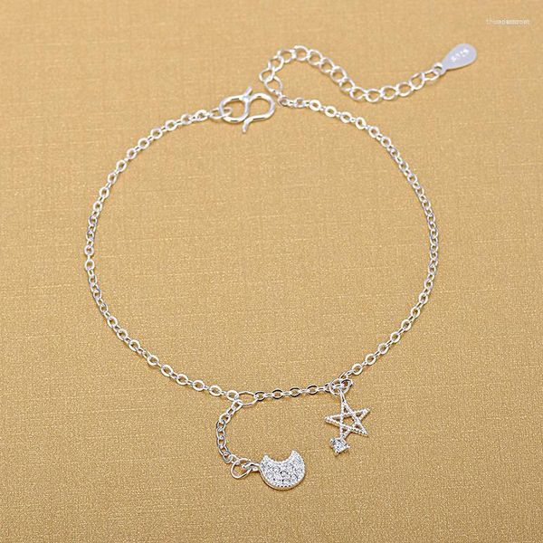 Braccialetti di collegamento Gioielli color argento Star Moon Charm Cavigliera per le donne Ragazze Amico Piede Gamba a piedi nudi