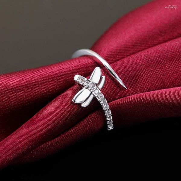 Ringos de cluster 925 Sterling Silver Zirgon Dragonfly Wedding for Women Luxury Designer Jewelry Gift Feminino com