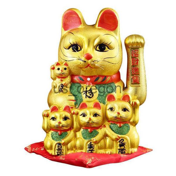 Oggetti decorativi Figurine Grande 17 pollici Oro Ceramica Lucky Cat Figurine Feng Shui Ricchezza Ornamenti Agitazione elettrica Agitazione delle mani Accessori per la decorazione della casa