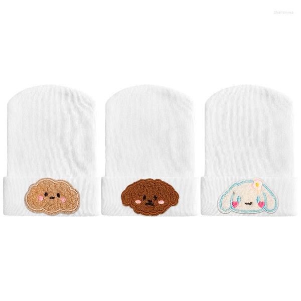 Boinas Chapéu de bebê branco para 0-3 meses de algodão infantil meninas meninos lindos gorros para cachorros coisas para crianças atacado