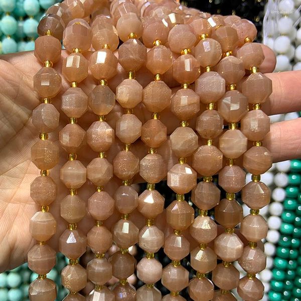 Pedras preciosas soltas 9-10mm Natural Amazonita Sunstone Cristal Preto Ágata Moonstone Beads 15'' Facetado Redondo DIY Para Fazer Jóias