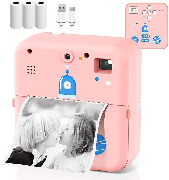 Fotocamere giocattolo Instant Po Print Camera per bambini Stampante termica per etichette Regalo di compleanno per bambina digitale 230626