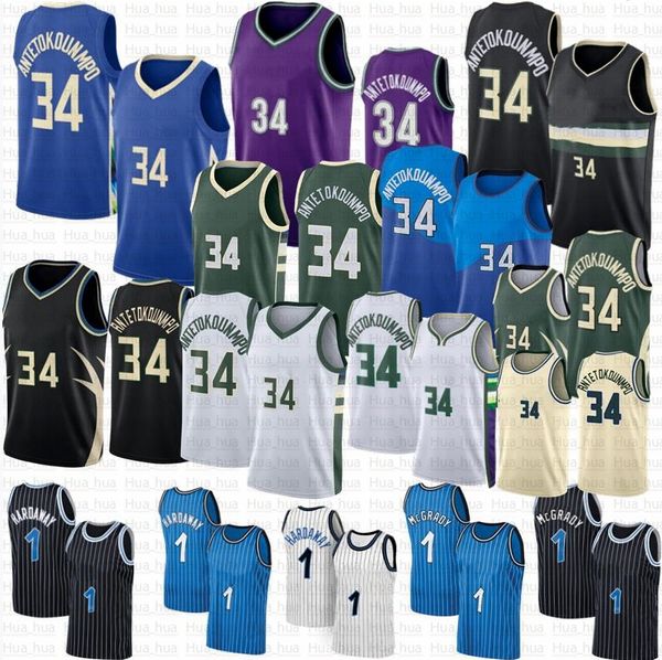 Giannis Antetokounmpo Basketbol Forması Penny Hardaway Tracy McGrady Blue City Green Edition Jersey Mor Gömlek 34