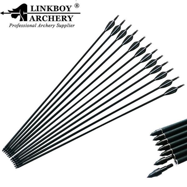 Freccia per arco Linkboy Tiro con l'arco Aste per frecce in carbonio 28/30 pollici Spine 600 ID6.2mm 90 Grain Point Compound Arco ricurvo Longbow HuntingHKD230626