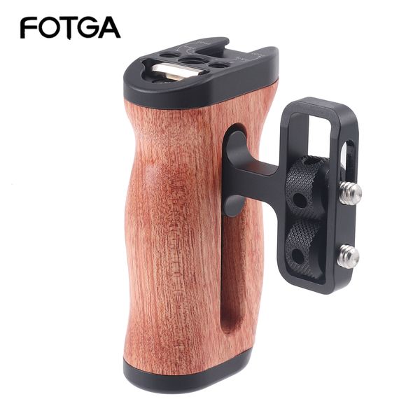 Flaş Difüzörler FOTGA Evrensel DSLR Kamera Kafesi Ahşap Mini Grip için Yan Kol 14 Vida Soğuk Ayakkabı Pography 230626