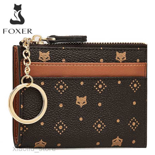 Geldklammern FOXER Weibliches Monogramm Münzpaket PVC-Leder Kartenhalter Frauen Kleine Brieftasche Geschenke Für Dame Stilvolle Mädchen Kurze Geldbörse SchlüsseletuisHKD230627