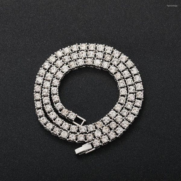 Catene 3mm 4mm Hip Hop Crystal Link Chain Iced Out Collana Bling Men Jewelry AC022