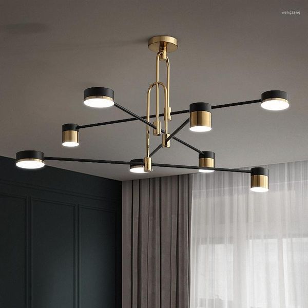 Lâmpadas pingente ouro preto metal lustre de ferro para decoração de sala de estar em casa estilo nórdico 4/6/8 cabeças penduradas luz de teto industrial