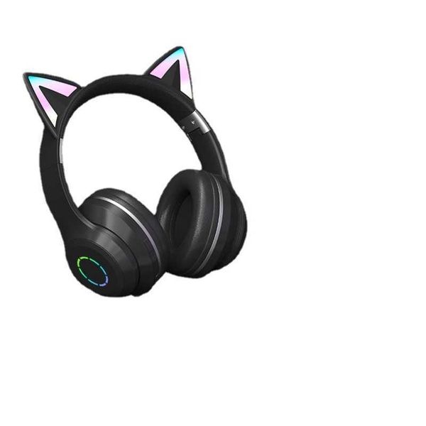 Novos fones de ouvido Bluetooth para cabeça ST89M com mudança gradual de cor LED luminoso fofinho série gato fones de ouvido Bluetooth sem fio orelha de gato
