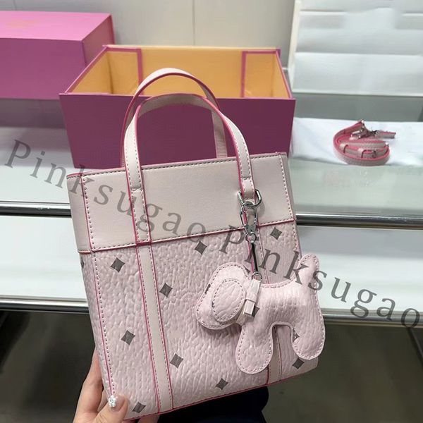 Bolsa feminina rosa sugao bolsa tiracolo de ombro com pingente de cachorrinho bolsa de luxo em couro genuíno de alta qualidade moda bolsa de compras com caixa yidian-0626-115
