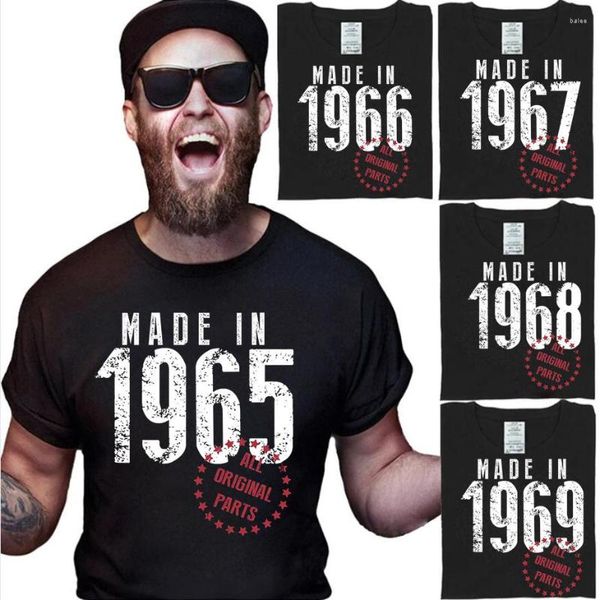 Camisetas masculinas personalizadas para o seu ano, camisa engraçada, presente de aniversário para marido, camiseta retrô em 1963, 1965, 1966, 1967, 1968, 1969, estampa vintage