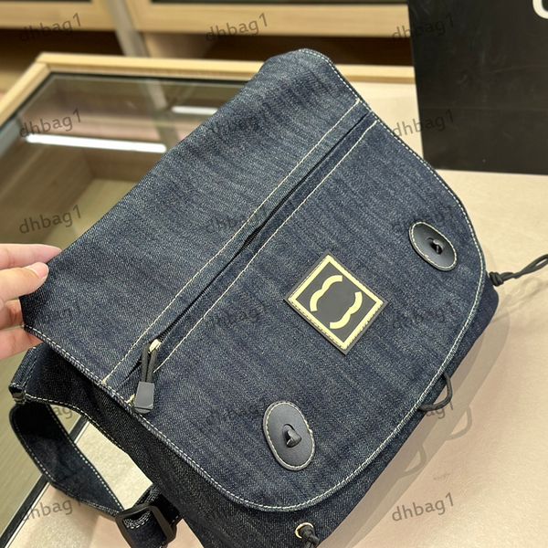 Damen-Umhängetasche, Denim-Tasche, klassisch, bedruckte Canvas-Tasche, Flip-Pull-Beuteltasche, Einkaufstasche mit mehreren Taschen und großem Fassungsvermögen, Reisetasche, Skew-Straddle-Taschen, Blau, 28 x 20 cm