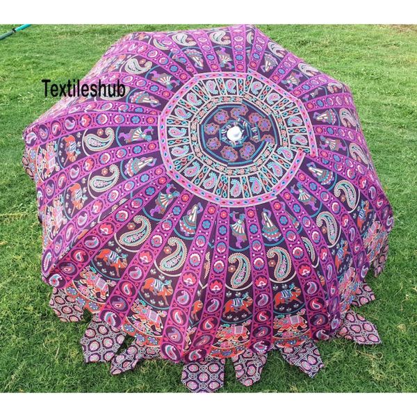 Зонты индийский фиолетовый Rajasthani Ghoomar стиль дизайн хлопок декор для сада зонтик пляж патио зонтик 230626