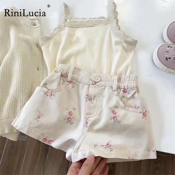 Pantaloncini 2023 Summer Kids Short Denim for Girls Sweet Girl Princess Jeans Pantaloni per bambini Abbigliamento floreale 230626