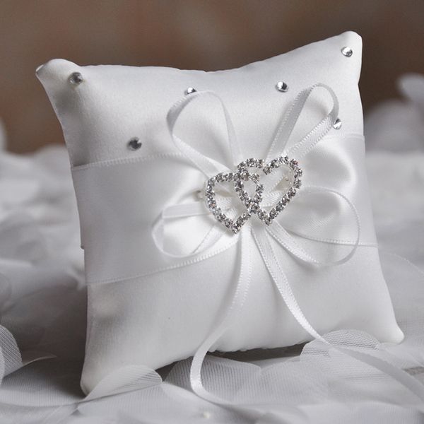 15 * 15 cm 60G Anello quadrato cuscino fatto a mano Europeo Anello nuziale cuscino damigella d'onore doppio cuore anello supporto forniture di nozze