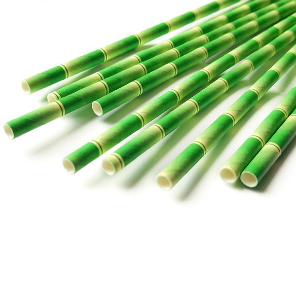 Canudos de papel de bambu biodegradáveis Canudos de bambu ecológicos 25 unidades por lote Canudos de bambu para festas Descartáveis dh833