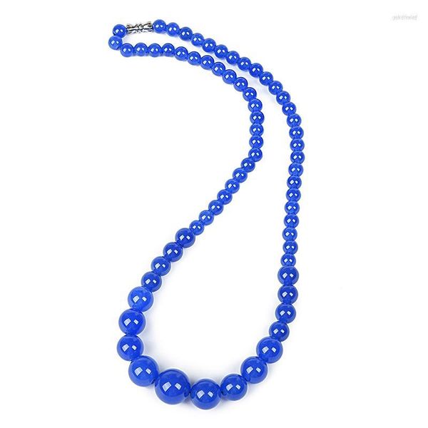 Цепи синий халцедон круглые бусины в форме башни 6-14 мм ювелирные изделия ожерелье благородные и элегантные женские в подарок для мамы