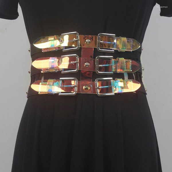 Cintos 11 cm de largura cintura e multicamadas couro PU PVC gótico cintura feminina espartilhos finos LOlita Steampunk Ceinture Pour Robe