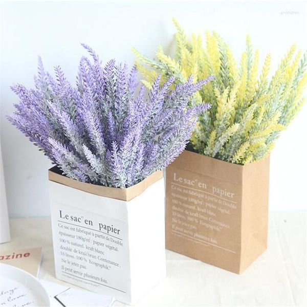 Flores decorativas artificiais lavanda cavalo-marinho ramo de grama buquê de noiva diy casamento jardim decoração grinaldas planta falsa para decoração de casa