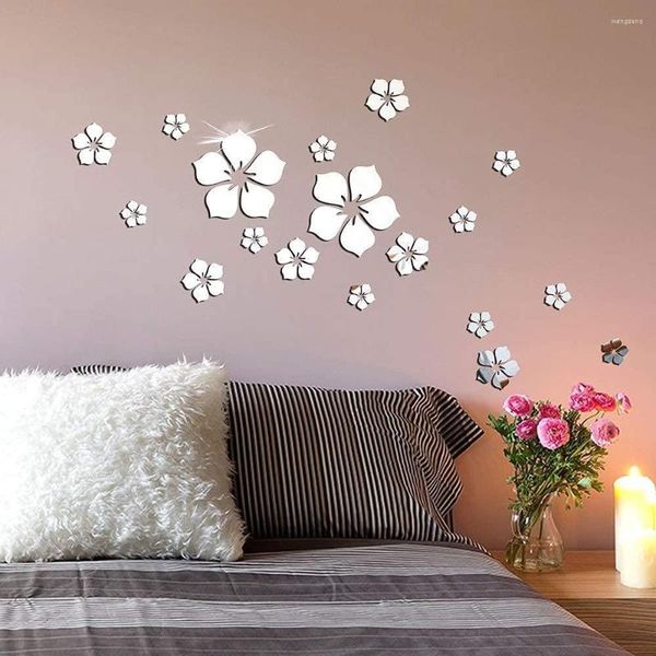 Adesivos de parede 18Pcs DIY Adesivo 3d Acrílico Espelho Modern TV Fundo Arte Mural Decoração Do Banheiro Decoração Da Casa