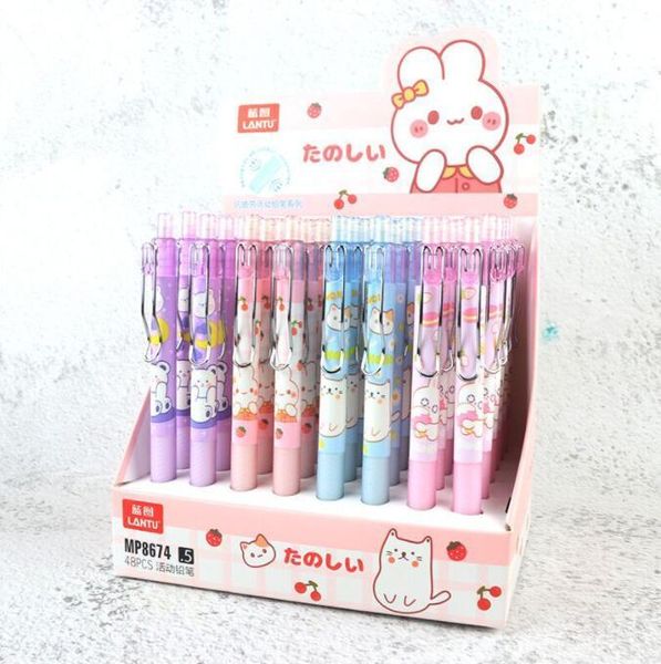 Lápis 48 PCs/lote kawaii gato clipe de coelho lápis mecânico