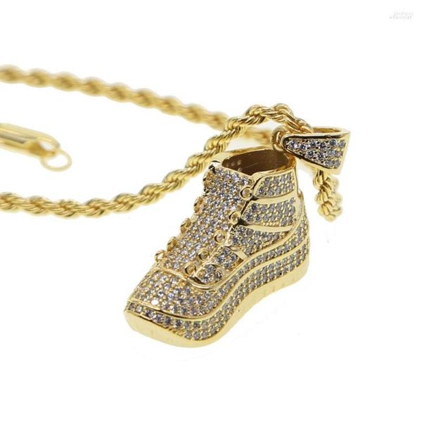 Catene TOP QUALITY Sparking Bling Scarpe Hip Hop Sport Love Cool Boy Men Football Pendant Rock Hiphop Collana di gioielli