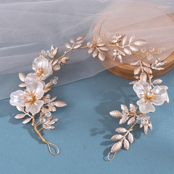 Fermagli per capelli Fiore Foglia Fascia per capelli Pettine Accessori da sposa 2023 Moda Diademi da sposa Clip per capelli a forma di U Fascino Principessa Gioielli