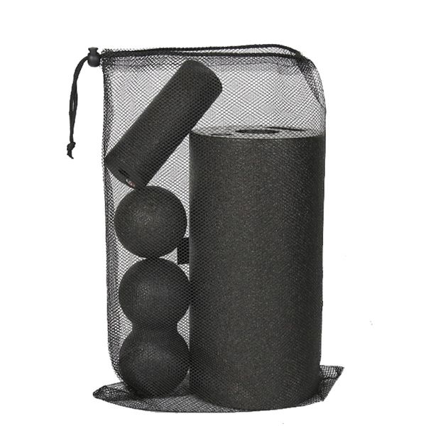 Yoga Blocks 4-teiliges Yoga-Massageroller-Fitnessball-Schaumstoffrollen-Set für Rückenschmerzen, selbstmyofasziale Pilates-Muskellöseübungen 230626