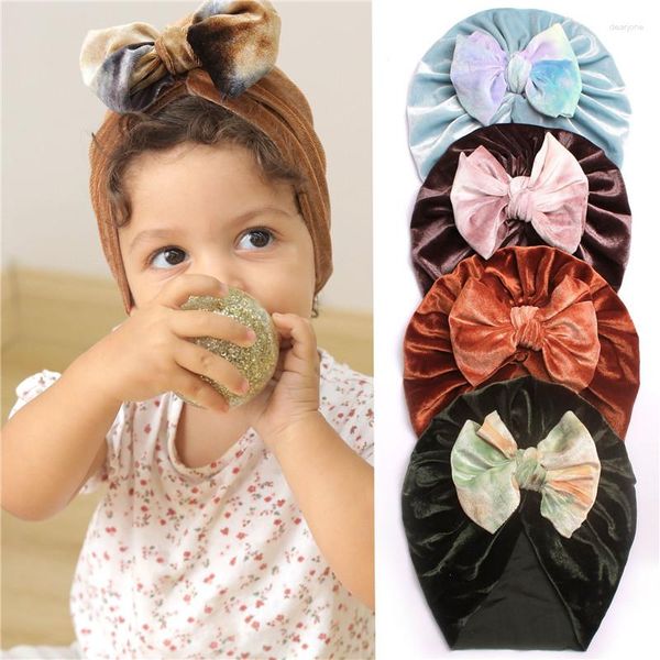 Chapéus 1pc Inverno Bebê Criança Sólida Pleuche Top Knot Turbante Chapéu Infantil Adereços Gorro Infantil Criança Chemo Cap Presente