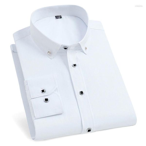 Мужские повседневные рубашки Мужская рубашка с французскими запонками Мужская рубашка с длинным рукавом Мужской бренд Сплошной цвет Белый Черный Синий Slim Fit Платье с манжетами