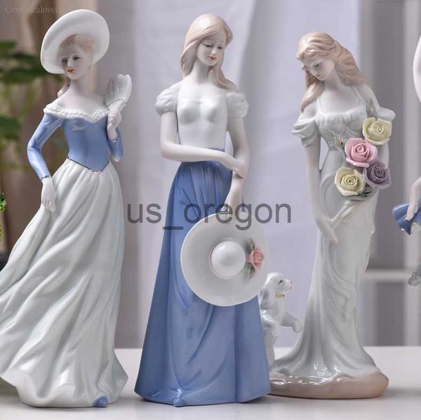 Oggetti decorativi Figurine Statua di ragazza di balletto in ceramica Figurine Gonna da giardino fatato Scultura di bellezza moderna Decorazione di nozze Decorazioni per la casa d'interni