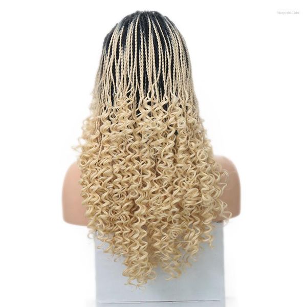 Perucas Sintéticas RONGDUOYI Ombre Cabelo Humano Lace Front Peruca Para Mulheres Liso Encaracolado Trançado Com Calor Do Bebê Linha Do Cabelo Natural