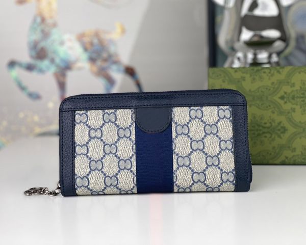 Luxurys Designer-Geldbörsen Ophidia Geldbörsen Männer Frauen Lange Kartenhalter Mode Marmont Reißverschluss Schlanke Clutch Hochwertige Doppelbuchstaben-Schildtaschen mit Box G523