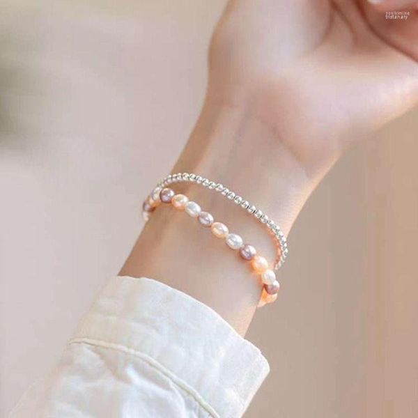 Braccialetti di perle d'acqua dolce naturali 2023 Braccialetti fatti a mano con perline barocche bianche Bracciale elastico regalo di nozze all'ingrosso