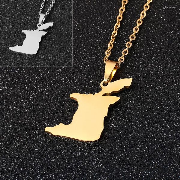 Collane con ciondolo Mappa di Trinidad e Tobago Acciaio inossidabile Colore oro Uomo Donna Paese Gioielli Regalo patriottico