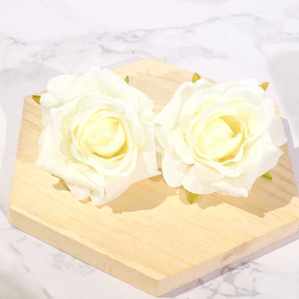 Getrocknete Blumen, 5 Stück, weiße Rosen, künstliche Seidenköpfe für Hochzeit, Zuhause, Party, Tischdekoration, DIY, Kranz, Box, Basteln, Fake