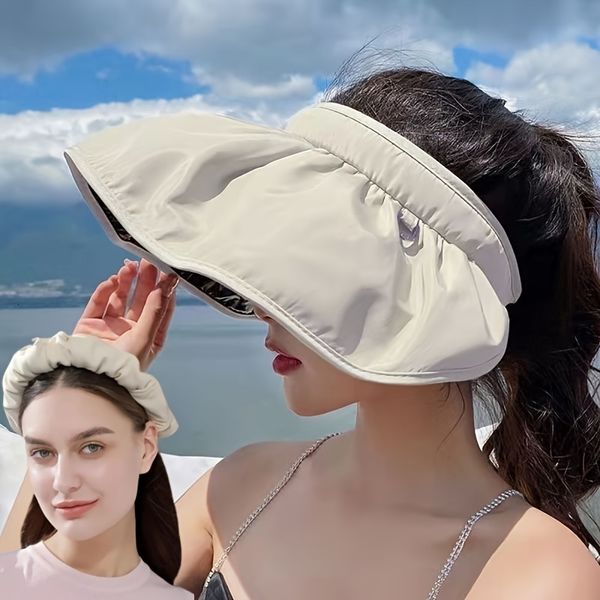 Visiere a tesa larga Cappelli da sole Visiera pieghevole Picnic Beach Protezione UV Berretto a pettine per cappelli da donna all'aperto 230627