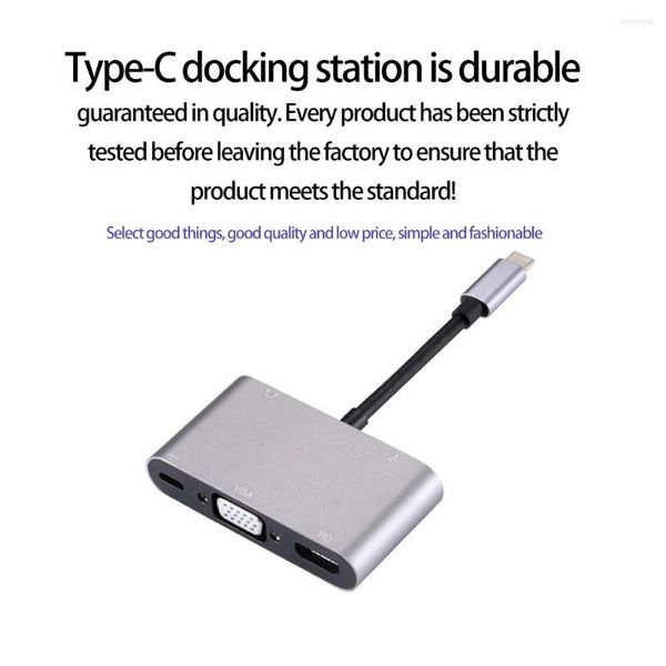 In 1 Type-c USB Hub Multifuncional Laptop Computer Data Transfer Tool VGA Converter Splitter Fitting Docking Station